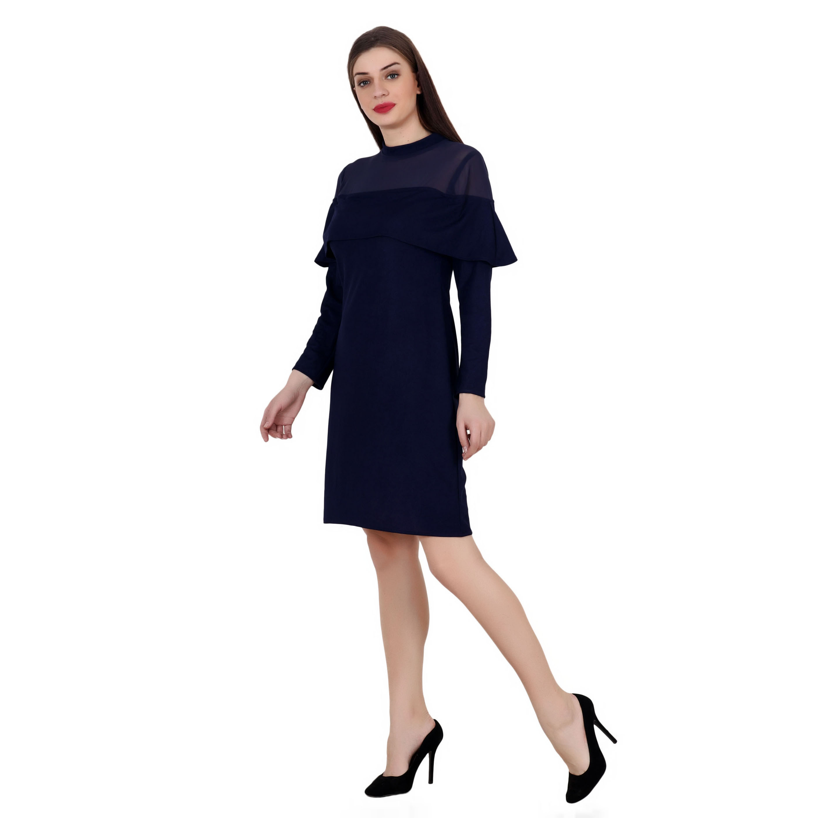 NAVY BLUE MIDI FULL SLEEVE BODYCON
